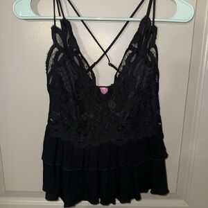 Francesca's Collections Black Lace Tank Top